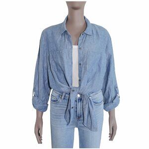 Charter Club Linen Button Down Shirt Breathable Top Relaxed Fit Casual Blouse